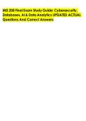 MIS 200 Final Exam Study Guide&colon; Cybersecurity&comma; &NewLine;Databases&comma; AI & Data Analytics UPDATED ACTUAL &NewLine;Questions And Correct Answers