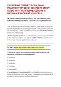 CALIFORNIA COSMETOLOGY EXAM PRACTICE TEST 2026 &vert; COMPLETE STUDY GUIDE WITH VERIFIED QUESTIONS & RATIONALES FOR PASS SUCCESS