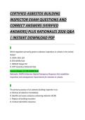 CERTIFIED ASBESTOS BUILDING &NewLine;INSPECTOR EXAM QUESTIONS AND &NewLine;CORRECT ANSWERS &lpar;VERIFIED &NewLine;ANSWERS&rpar; PLUS RATIONALES 2026 Q&A &NewLine;&vert; INSTANT DOWNLOAD PDF 