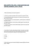 WELD INSPECTOR LEVEL 1 EXAM QUESTIONS AND VERIFIED ANSWERS LATEST UPDATE