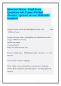 Reformer Pilates - Final Exam&period; Questions with Correct Verified Answers&period; Updated Version 2026-2027&period; Graded A