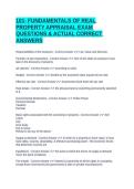 101- FUNDAMENTALS OF REAL PROPERTY APPRAISAL EXAM QUESTIONS & ACTUAL CORRECT ANSWERS