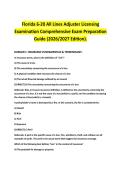 Florida Claims Adjuster Licensing Exam &ndash; Insurance Certification &vert; 180 Questions with Verified Answers Study Guide