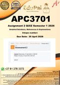 APC3701 Assignment 2 &lpar;COMPLETE ANSWERS&rpar; Semester 1 2026 - DUE 25 April 2026