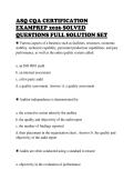 ASQ CQA CERTIFICATION&NewLine;EXAMPREP 2026 SOLVED&NewLine;QUESTIONS FULL SOLUTION SET&NewLine;