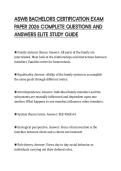 ASWB BACHELORS CERTIFICATION EXAM&NewLine;PAPER 2026 COMPLETE QUESTIONS AND&NewLine;ANSWERS ELITE STUDY GUIDE&NewLine;