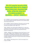 SY0-701 CompTia Security FINAL &NewLine;EXAM QUESTIONS WITH CORRECT &NewLine;SOLUTIONS&vert;&vert;100&percnt; GUARANTEED &NewLine;PASS&vert;&vert; UPDATED 2026&sol;2027 &NewLine;SYLLABUS&vert;&vert;ALREADY A&plus; &NewLine;GRADED&vert;&vert;<<RECENT VERSION>> &NewLine;
