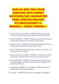 SANS 401 GSEC FINAL EXAM &NewLine;QUESTIONS WITH CORRECT &NewLine;SOLUTIONS&vert;&vert;100&percnt; GUARANTEED &NewLine;PASS&vert;&vert; UPDATED 2026&sol;2027 &NewLine;SYLLABUS&vert;&vert;ALREADY A&plus; &NewLine;GRADED&vert;&vert;<<RECENT VERSION>>