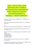 SANS - SEC530 FINAL EXAM &NewLine;QUESTIONS WITH CORRECT &NewLine;SOLUTIONS&vert;&vert;100&percnt; GUARANTEED &NewLine;PASS&vert;&vert; UPDATED 2026&sol;2027 &NewLine;SYLLABUS&vert;&vert;ALREADY A&plus; &NewLine;GRADED&vert;&vert;<<RECENT VERSION>> &NewLine;