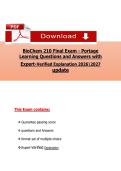 BioChem 210 Final Exam - Portage &NewLine;Learning Questions and Ansẉers with &NewLine;Expert-Verified Explanation 20262027 &NewLine;update 