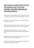 BNSF ROADWAY WORKER PROTECTION TEST&NewLine;2026 RAILROAD SAFETY AND TRACK&NewLine;AUTHORITY TEST PAPER QUESTIONS AND&NewLine;SOLUTIONS GRADED A&plus;