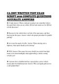 CA DMV WRITTEN TEST EXAM&NewLine;SCRIPT 2026 COMPLETE QUESTIONS&NewLine;ACCURATE ANSWERS&NewLine;