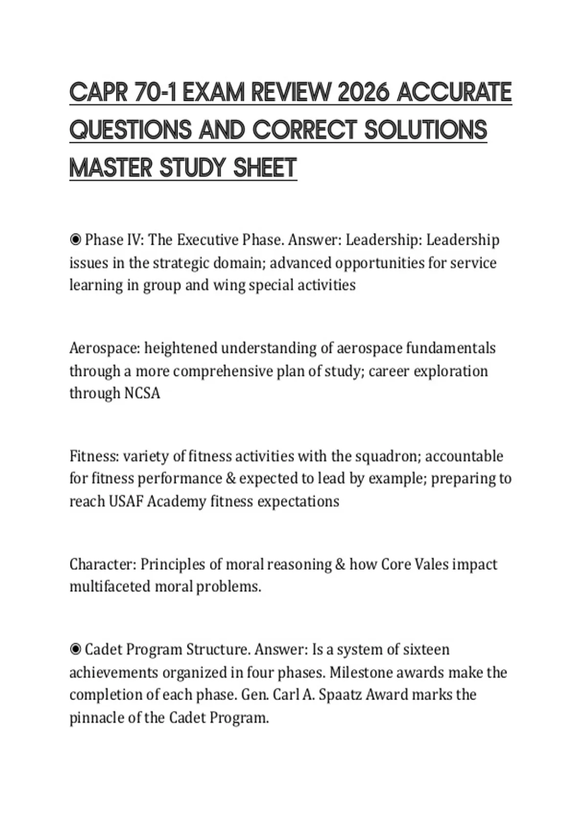 Capr Sample CAPR 70-1 EXAM REVIEW 2026 ACCURATE QUESTIONS AND CORRECT SOLUTIONS ...