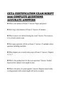 CETA CERTIFICATION EXAM SCRIPT&NewLine;2026 COMPLETE QUESTIONS&NewLine;ACCURATE ANSWERS&NewLine;