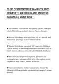 CHST CERTIFICATION EXAM PAPER 2026&NewLine;COMPLETE QUESTIONS AND ANSWERS&NewLine;ADVANCED STUDY SHEET
