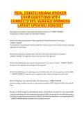 REAL ESTATE INDIANA BROKER &NewLine;EXAM QUESTIONS WITH &NewLine;CORRECT&vert;100&percnt; VERIFIED ANSWERS &NewLine;LATEST UPDATED 2026&sol;2027 