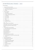 Summary Entrepreneurial Finance 2026&colon; Lecture notes&comma; exercises&comma; quizzes