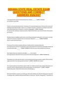 INDIANA STATE REAL ESTATE EXAM &NewLine;QUESTIONS AND CORRECT &NewLine;ANSWERS 2026&sol;2027 