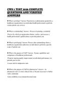 CWS 1 TEST 2026 COMPLETE&NewLine;QUESTIONS AND VERIFIED&NewLine;ANSWERS