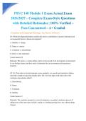 PSYC 140 Module 1 Exam Actual Exam 2026&sol;2027 &ndash; Complete Exam-Style Questions with Detailed Rationales &vert; 100&percnt; Verified &ndash; Pass Guaranteed &ndash; A&plus; Graded&NewLine;&NewLine;