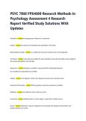 Test Bank&colon; PSYC 7860 FPX4600 Research Methods in Psychology Assessment 4 Research Report &vert; Verified Study Solutions with Updates
