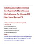 Benefits Outsourcing Service Partners &NewLine;Exam Questions And Correct Answers &NewLine;&lpar;Verified Answers&rpar; Plus Rationales 2026 &NewLine;Q&A &vert; Instant Download Pdf
