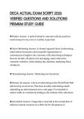 DECA ACTUAL EXAM SCRIPT 2026&NewLine;VERIFIED QUESTIONS AND SOLUTIONS&NewLine;PREMIUM STUDY GUIDE