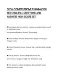 DECA COMPREHENSIVE EXAMINATION&NewLine;TEST 2026 FULL QUESTIONS AND&NewLine;ANSWERS HIGH SCORE SET&NewLine;