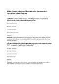 NR 222 &vert; Health & Wellness &vert; Exam 1 Practice Questions 2026 -&NewLine;Chamberlain College of Nursing