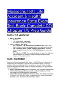 2026&sol;2027 Complete Massachusetts Life&comma; Accident & Health Insurance State Exam Test Bank &lpar;88 Q&A &plus; Mentor Analysis&rpar;