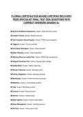FLORIDA CERTIFICATION BOARD CERTIFIED RECOVERY&NewLine;PEER SPECIALIST FINAL TEST 2026 QUESTIONS WITH&NewLine;CORRECT ANSWERS GRADED A&plus;