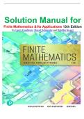 Solution Manual for Finite Mathematics and Its Applications 13th Edition by Larry Goldstein&comma; David Schneider and Martha Siegel isbn-9780137616619