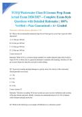 TCEQ Wastewater Class D License Prep Exam Actual Exam 2026&sol;2027 &ndash; Complete Exam-Style Questions with Detailed Rationales &vert; 100&percnt; Verified &ndash; Pass Guaranteed &ndash; A&plus; Graded&NewLine;&NewLine;