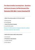 Fire Alarm Installer Licensing Exam Questions &NewLine;and Correct Answers Verified Answers&rpar; Plus &NewLine;Rationales 2026 Q&A &vert; Instant Download Pdf