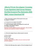 Alberta Private Investigator Licensing Exam Questions And Correct Answers &lpar;Verified Answers&rpar; Plus Rationales 2026 Q&A&vert; Instant Download Pdf