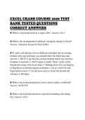 EXCEL CRASH COURSE 2026 TEST&NewLine;BANK TESTED QUESTIONS&NewLine;CORRECT ANSWERS