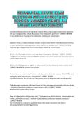 INDIANA REAL ESTATE EXAM &NewLine;QUESTIONS WITH CORRECT&vert;100&percnt; &NewLine;VERIFIED ANSWERS &lpar;GRADE A&plus;&rpar; &NewLine;LATEST UPDATED 2026&sol;2027 