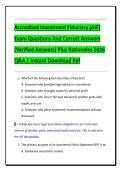 Accredited Investment Fiduciary &lpar;AIF&rpar; &NewLine;Exam Questions And Correct Answers &NewLine;&lpar;Verified Answers&rpar; Plus Rationales 2026 &NewLine;Q&A &vert; Instant Download Pdf