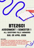BTE2601 Assignment 1 &lpar;Quiz&rpar; Semester 1 Memo &vert; Due 29 April 2026