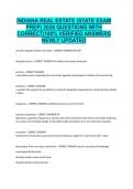 INDIANA REAL ESTATE &lpar;STATE EXAM &NewLine;PREP&rpar; 2026 QUESTIONS WITH &NewLine;CORRECT&vert;100&percnt; VERIFIED ANSWERS &NewLine;NEWLY UPDATED 