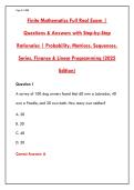 FINITE MATHEMATICS EXAM WITH 200&plus; REAL PRACTICE QUESTIONS&comma; STEP-BY-STEP RATIONALES &ndash; PROBABILITY&comma; MATRICES&comma; SEQUENCES&comma; FINANCE & LINEAR PROGRAMMING &lpar;2025 EDITION&rpar;