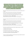 INDIANA STATE REAL ESTATE EXAM &NewLine;PRACTICE 2026 TEST 1 QUESTIONS &NewLine;WITH CORRECT VERIFIED ANSWERS &NewLine;LATEST UPDATED 2026&sol;2027 