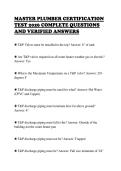 MASTER PLUMBER CERTIFICATION&NewLine;TEST 2026 COMPLETE QUESTIONS&NewLine;AND VERIFIED ANSWERS&NewLine;