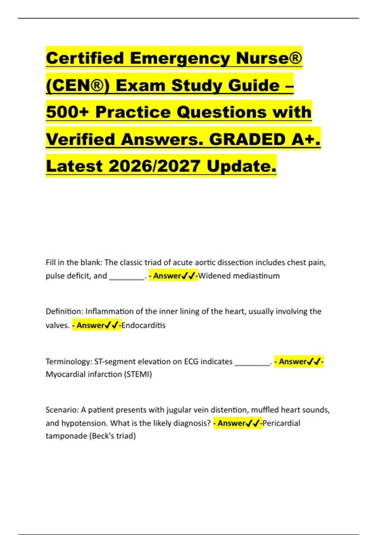 Certified Emergency Nurse® (CEN®) Exam Study Guide – 500+ Practice ...