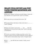MILADY FINAL REVIEW 2026 TEST&NewLine;PAPER VERIFIED QUESTIONS AND&NewLine;ANSWERS&NewLine;