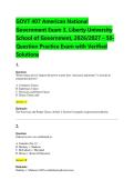 GOVT 407 American National &NewLine;Government Exam 3&comma; Liberty University &NewLine;School of Government&comma; 2026&sol;2027 &ndash; 50&NewLine;Question Practice Exam with Verified &NewLine;Solutions 