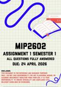 MIP2602 Assignment 1 &lpar;Quiz&rpar; Semester 1 Memo &vert; Due 24 April 2026