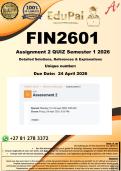 FIN2601 Assignment 2 &lpar;COMPLETE ANSWERS&rpar; Semester 1 2026 - DUE 24 April 2026