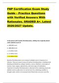 FNP Certification Exam Study &NewLine;Guide &ndash; Practice Questions &NewLine;with Verified Answers With &NewLine;Rationales&period; GRADED A&plus;&period; Latest &NewLine;2026&sol;2027 Update&period;  