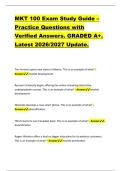 MKT 100 Exam Study Guide &ndash; &NewLine;Practice Questions with &NewLine;Verified Answers&period; GRADED A&plus;&period; &NewLine;Latest 2026&sol;2027 Update&period;  